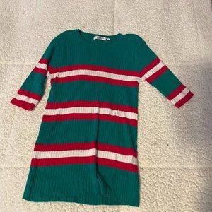 Green,Magenta and white striped top